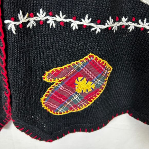 VTG Victoria Jones Women Black Embellished Christmas Full Zip Sweater Vest 2X - Picture 7 of 13